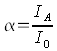 The grade of absorption is the quotient of the absorped light intensity to the incident light intensity