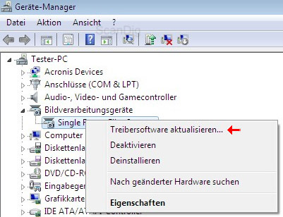 Treiber Aktualisierung im Gerätemanager bei Windows 64Bit Systemen